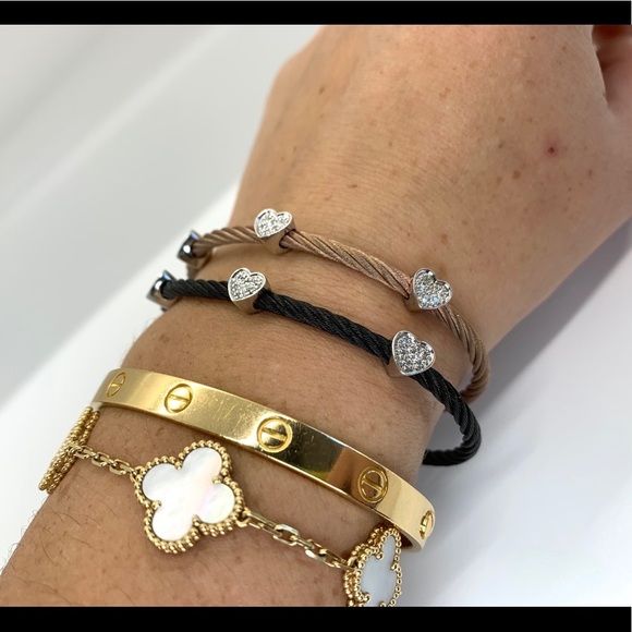 Neiman Marcus Jewelry - Diamond heart stainless steel and sterling silver bracelet